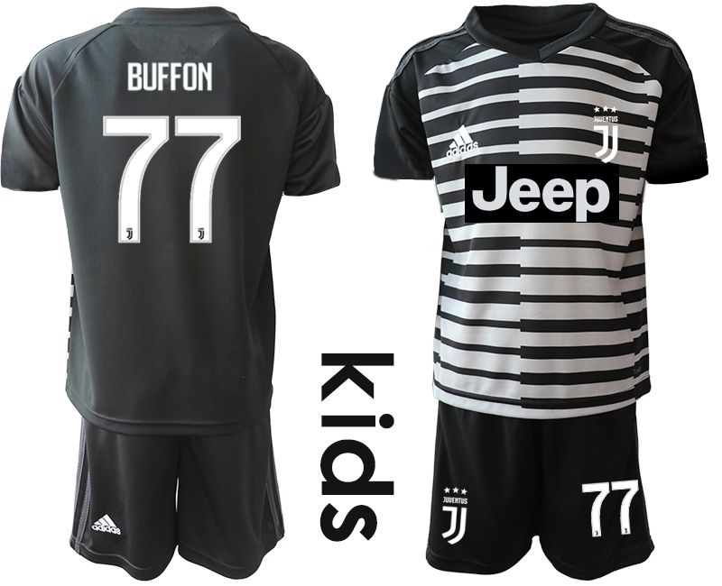 Youth 2020-2021 club Juventus black goalkeeper #77 Soccer Jerseys->juventus jersey->Soccer Club Jersey